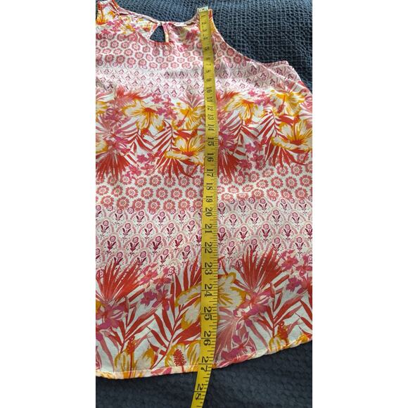 Old Navy Sleeveless Tropical Top Size L Keyhole Back - Picture 6 of 6